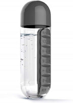 Portable Water Bottle With Built-in Pill Box