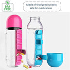 Portable Water Bottle With Built-in Pill Box